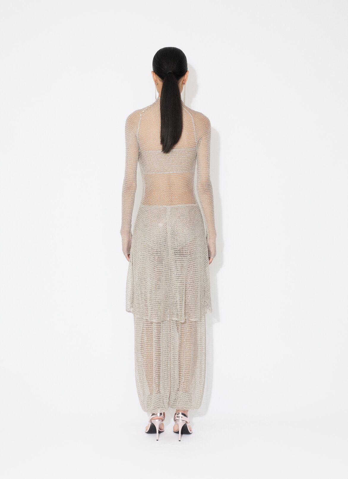 MESH KNIT SHORT DRESS ALAÏA SILVER MESH KNIT SHORT DRESS